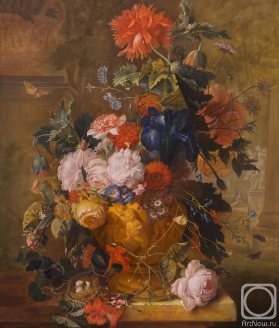 Maslova Julea. Flowers (copy from a painting by Jan van Huysum)