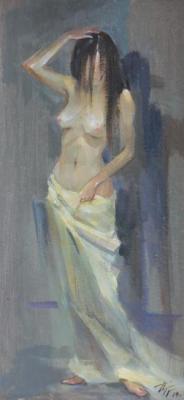 Nude in the sheet (). Pushina Tatyana