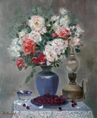 Kerosene lamp and a summer bouquet