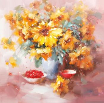 Cherries and sunflowers. Solovyov Vasily