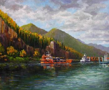 Yenisei. Northern delivery (Loaded With Vessels On The River). Konturiev Vaycheslav