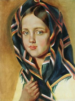 Copy of the painting by A.G. Venetsianov "Girl in a headscarf"