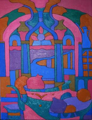 Stained glass with jug