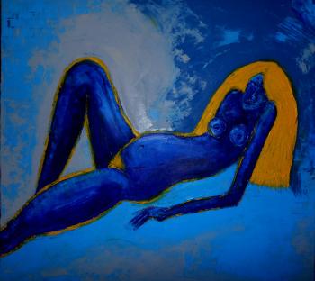 Nude on blue (variant)