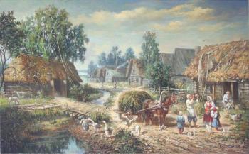 A scene from peasant life in a Russian village