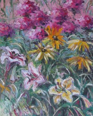 Lilies, rudbeckia and phlox bloom (Paintings Kruglov Art). Kruglova Svetlana