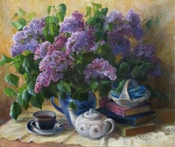 Still life with a bouquet of lilacs. Shumakova Elena