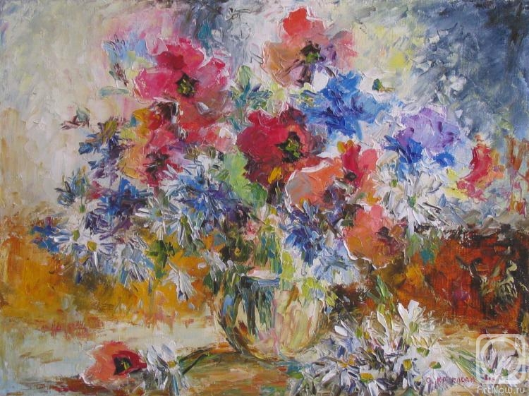 Kruglova Svetlana. Poppies - cornflower bouquet