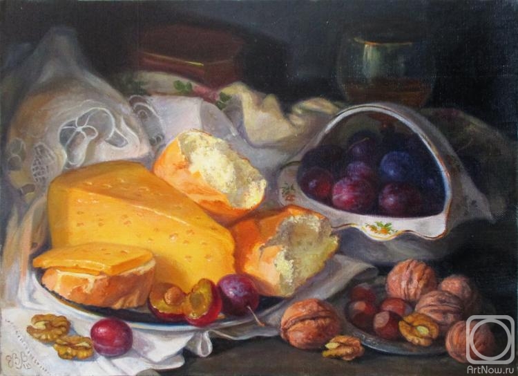 Shumakova Elena. Cheese, plums and nuts