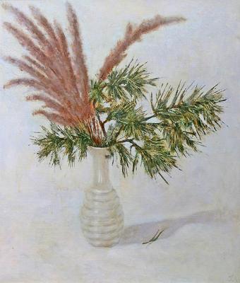Still life with a branch of pine. Kuznetsov Grigory