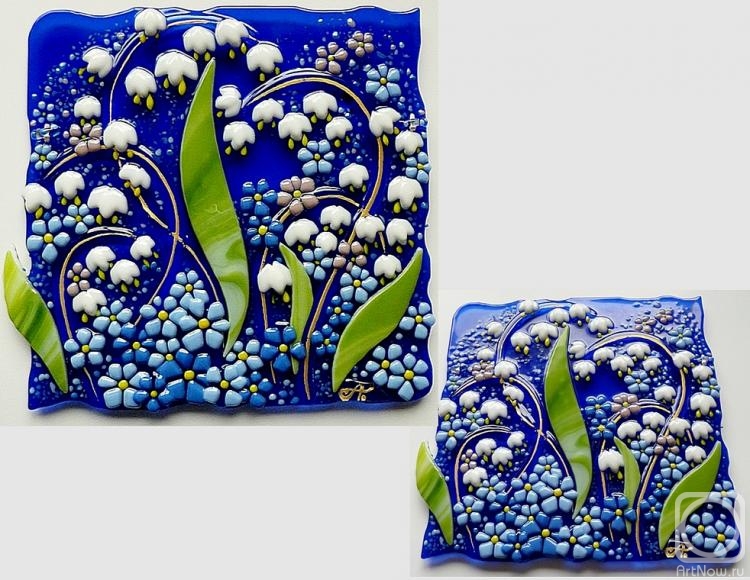 Repina Elena. Fusing panel "Forest coolness 2" fused glass