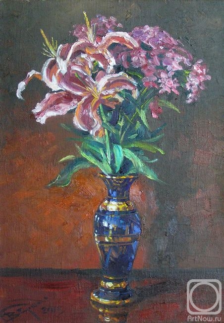 Ershov Vladimir. Er 1327 :: Bouquet in a Blue Vase