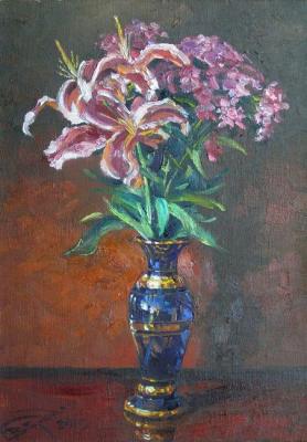 Er 1327 :: Bouquet in a Blue Vase (Bouquet In A Vase). Ershov Vladimir