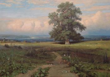 A copy of a painting by Shishkin "Amidst the open valley"