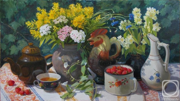Shumakova Elena. Bouquets and strawberries