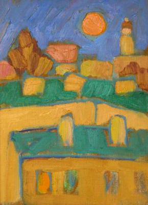 Warm moon city. Summer night