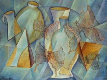 Blue pitchers and butterflies. Podgaevskaya Marina
