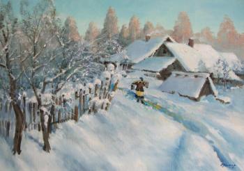 Winter morning in village. Kremer Mark