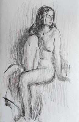 Nude girl. Drawing. Stroganov Leonid