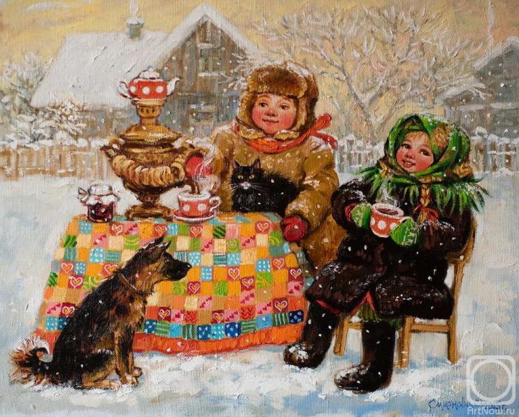 Чаепитие по-русски» картина Симоновой Ольги маслом на холсте — заказать на  ArtNow.ru