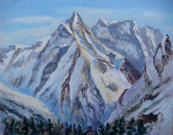 Dombay-Ulgen mountain. View from the Russian meadow (etude). Lazarev Dmitry