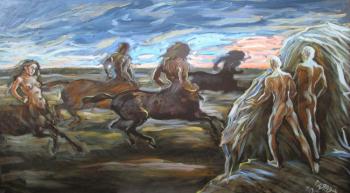 Painting Running Free Centaurs. Dobrovolskaya Gayane