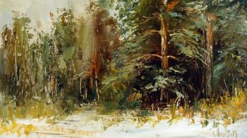 The beginning of winter (Pine Tree Painting Winter). Lednev Alexsander
