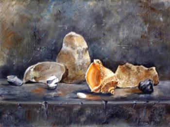 Still life with stones and shell. Avrin Aleksandr