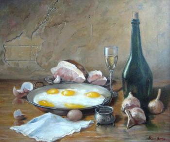 Still life with scrambled eggs. Avrin Aleksandr