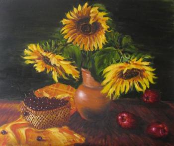 Sunflowers and fruit