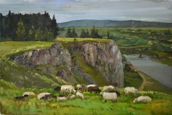 Landscape with lambs. Kuznetsova Natalia