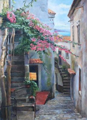 Italian courtyard (Oil Painting Italian Courtyard). Mishuta Elena