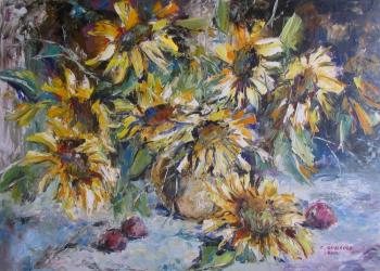Sunflowers and plums. Kruglova Svetlana