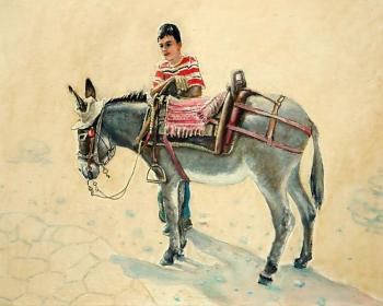 Boy with a donkey. Starovoitov Vladimir