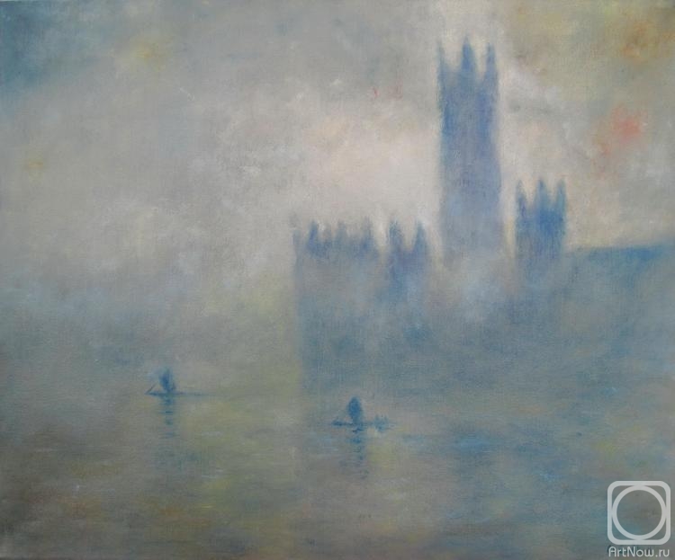Gubkin Michail. Copy of the painting by C. Monet. "Parliament. Effect of fog"