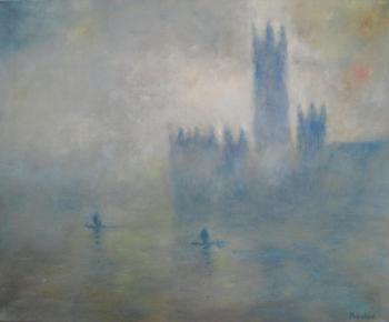Copy of the painting by C. Monet. "Parliament. Effect of fog"