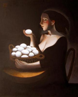 Young lady with eggs. Andrianov Andrey