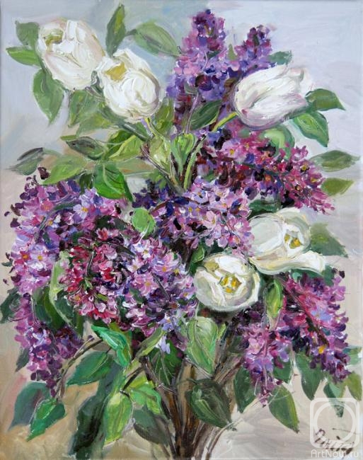 Gaifullina Elena. Lilacs with white tulips