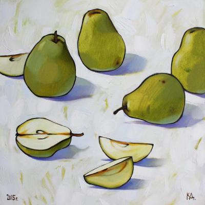 Still life with green pears. Kalinkina Dina