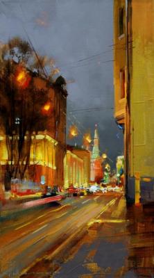 December Nights. Moscow, Znamenka Street (Znamenka Old Moscow). Shalaev Alexey