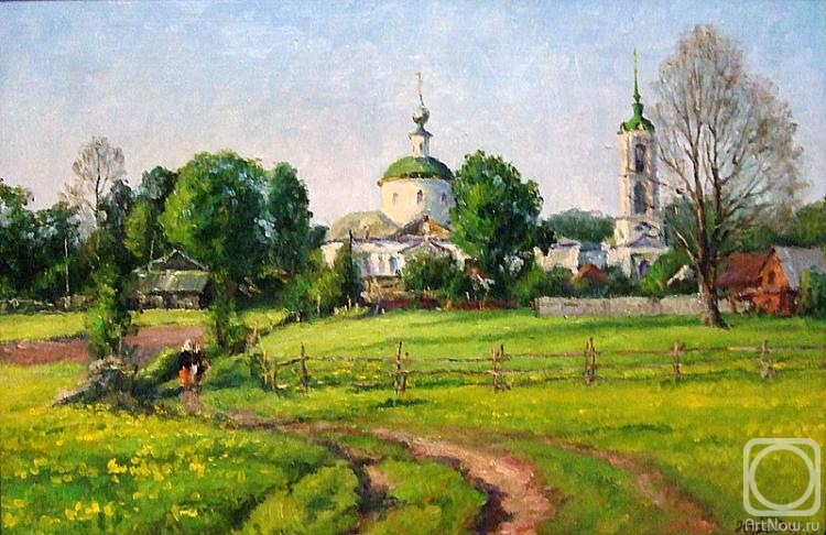 Fedorenkov Yury. May morning. View of the church in the village Saurovo