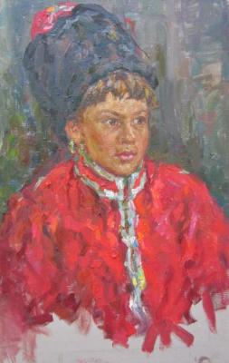 Portrait of a boy in a red shirt. Shplatova Tatyana