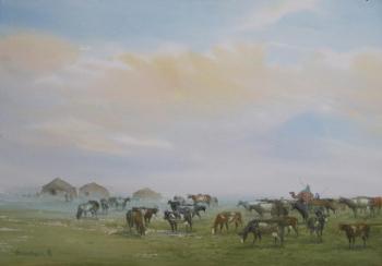 Landscape with cows. Mukhamedov Ulugbek