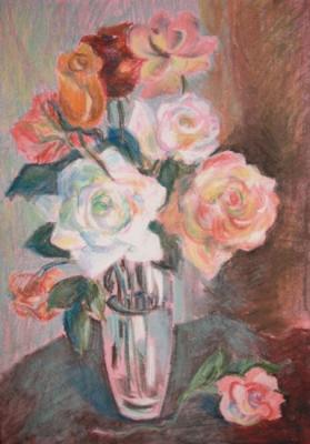 Roses in a glass vase. Safronova Nastassiya