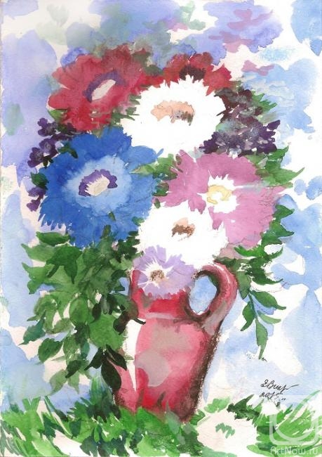 Vihrova Evgeniya. Bouquet in a red jug