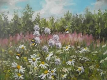 Bumblebees, daisies. Korolev Andrey