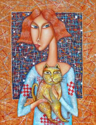 Portrait with a cat. Sulimov Dmitriy