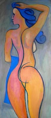 Nude with blue towel