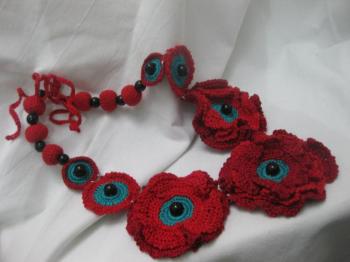Necklace "Poppies at sunset"