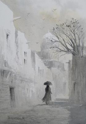 A street with a woman. Mukhamedov Ulugbek